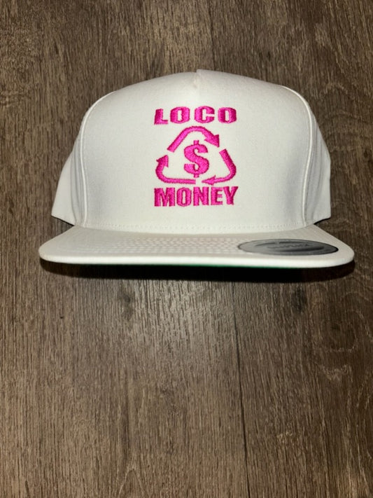 Loco Money Pink & White Snapback Hat